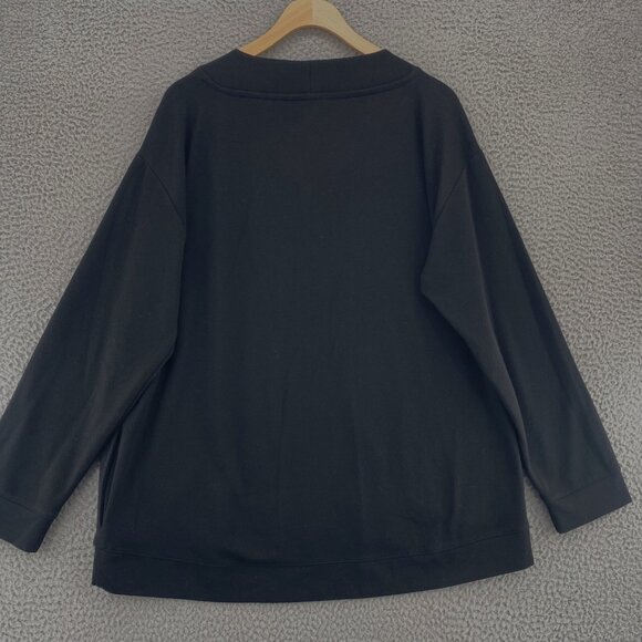 Chicos Top Womens 3 US Extra large Black Weekends Two Tone Crisscross Neck Knit - Picture 3 of 11